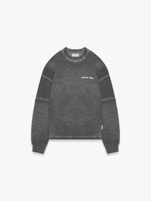 OIL WASHED WAFFLE LONGSLEEVE - VINTAGE GREY