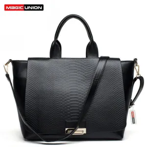 2016 New Arrived Brand black snakeskin pattern handbag shoulder bags fashion handbags trend commuter women bag women handbags