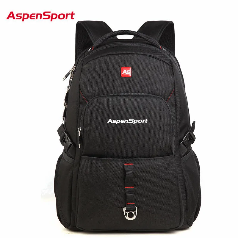 2018 Aspensport Fashion School Backpack Men's 15.6 Inch Laptop Backpacks High Quality College Bag Large Capacity Black Bags