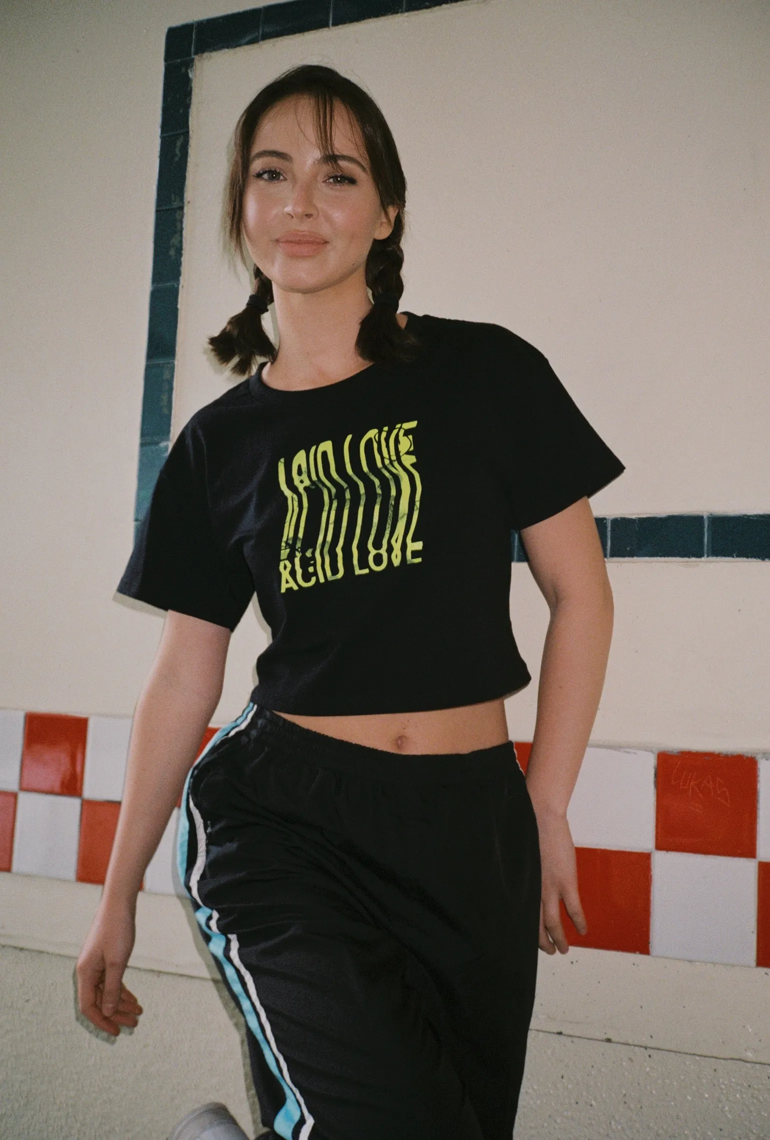 Acid Love WMNS 'Bitmap' Cropped Tee - Black