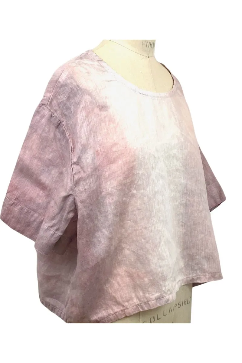 Allyn Boxy Tee Organic Linen in Lilac Ombre