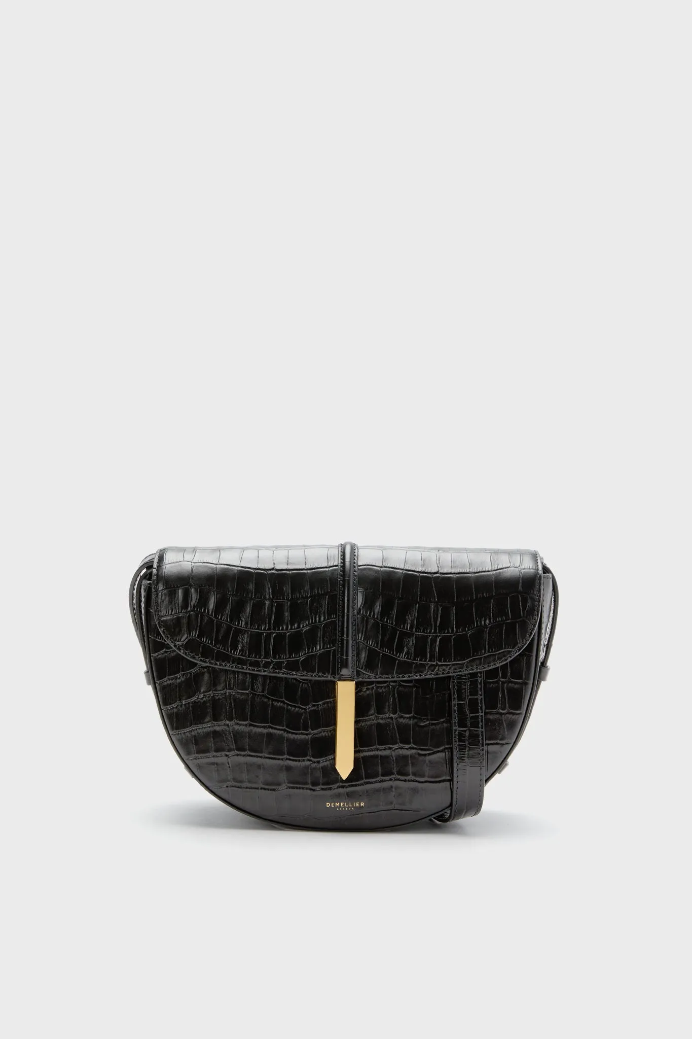 Black Croc Tokyo Saddle Bag