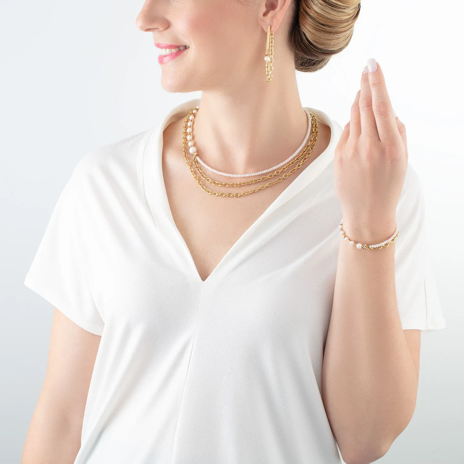 Bracelet Chain & Pearl Fever white-gold