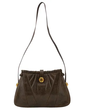 Brown Stamped Leather Bag with Tigers Eye Cabochons