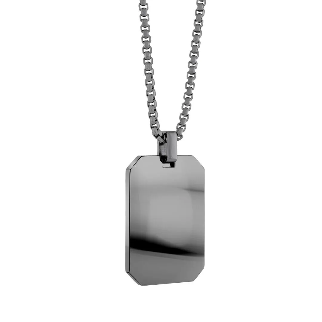 Caiman Ion Plated Stainless Steel Dog Tag Necklace