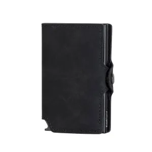 EaziCard RFID PU Leather Vintage Pattern Wallet | Black/Black