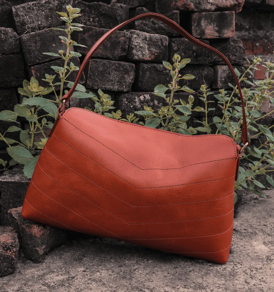 Exquisite Tan Leather Small Sling Bag, Art: BG-1742