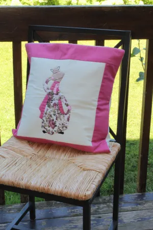 Handmade Patchwork Cushion Cover - Woman Carrying Water