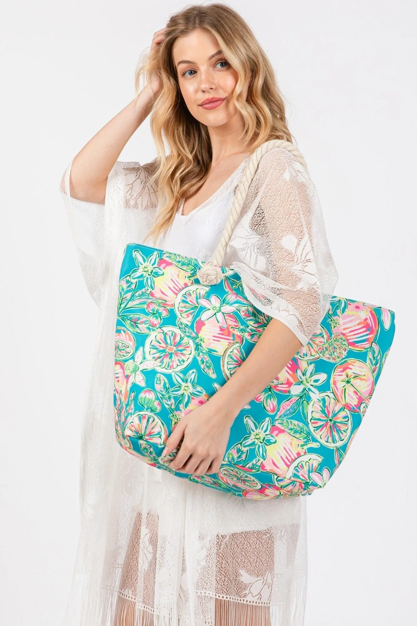 MB0255 Hand Drawn Grapefruit Beach Tote