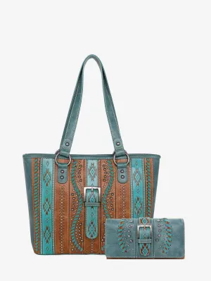 Montana West Embossed Aztec Buckle Concealed Carry Tote