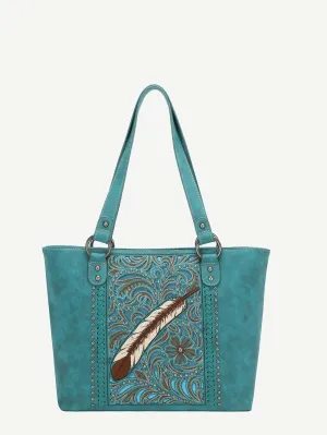 Montana West Embroidered Feather Concealed Carry Tote