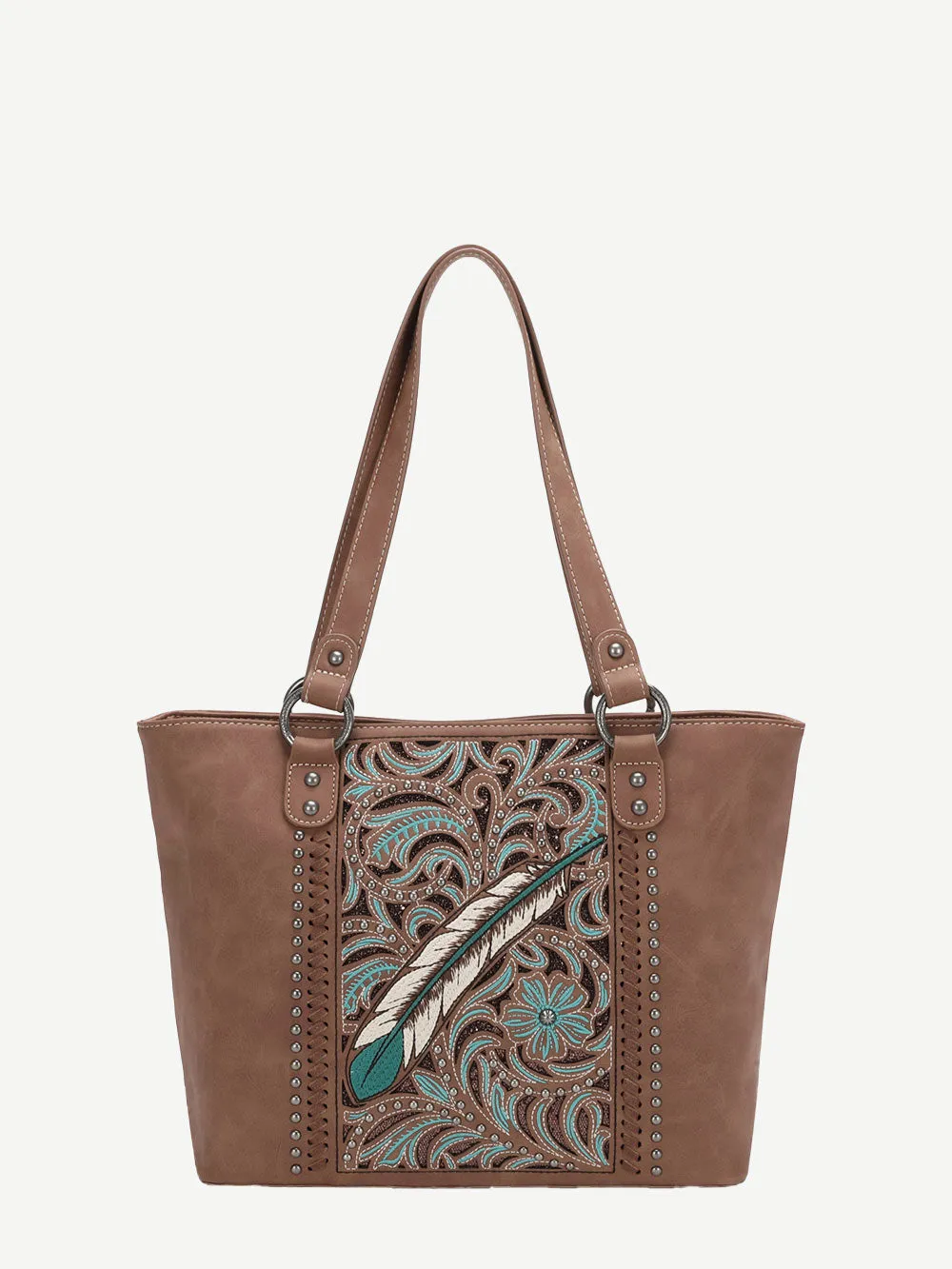 Montana West Embroidered Feather Concealed Carry Tote