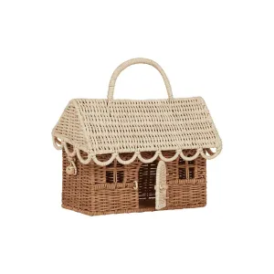 Olli Ella Rattan Gingerbread Casa Clutch  - Natural   Straw