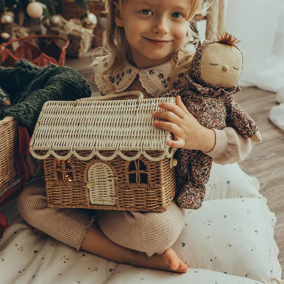 Olli Ella Rattan Gingerbread Casa Clutch  - Natural   Straw