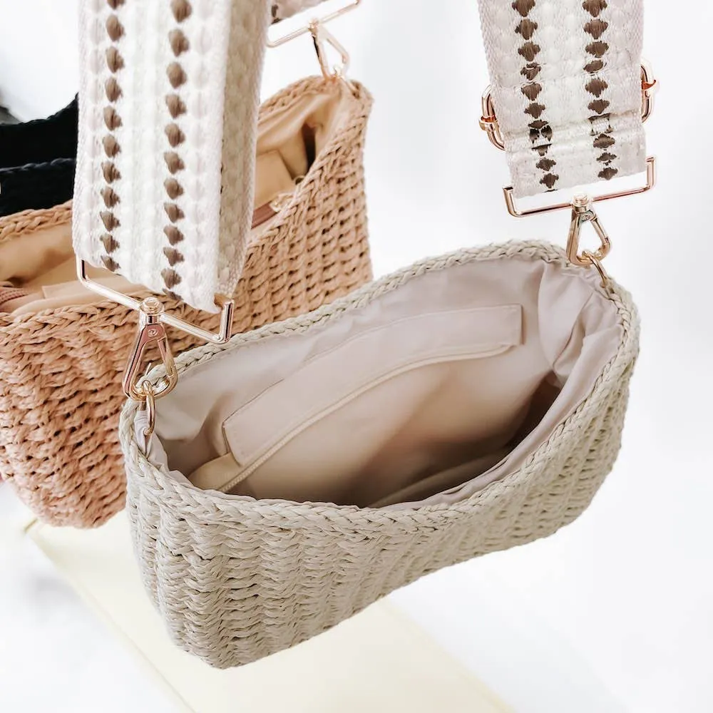 Pretty Simple | Staycation Straw Bag (Free Crossbody Strap Included!): Black