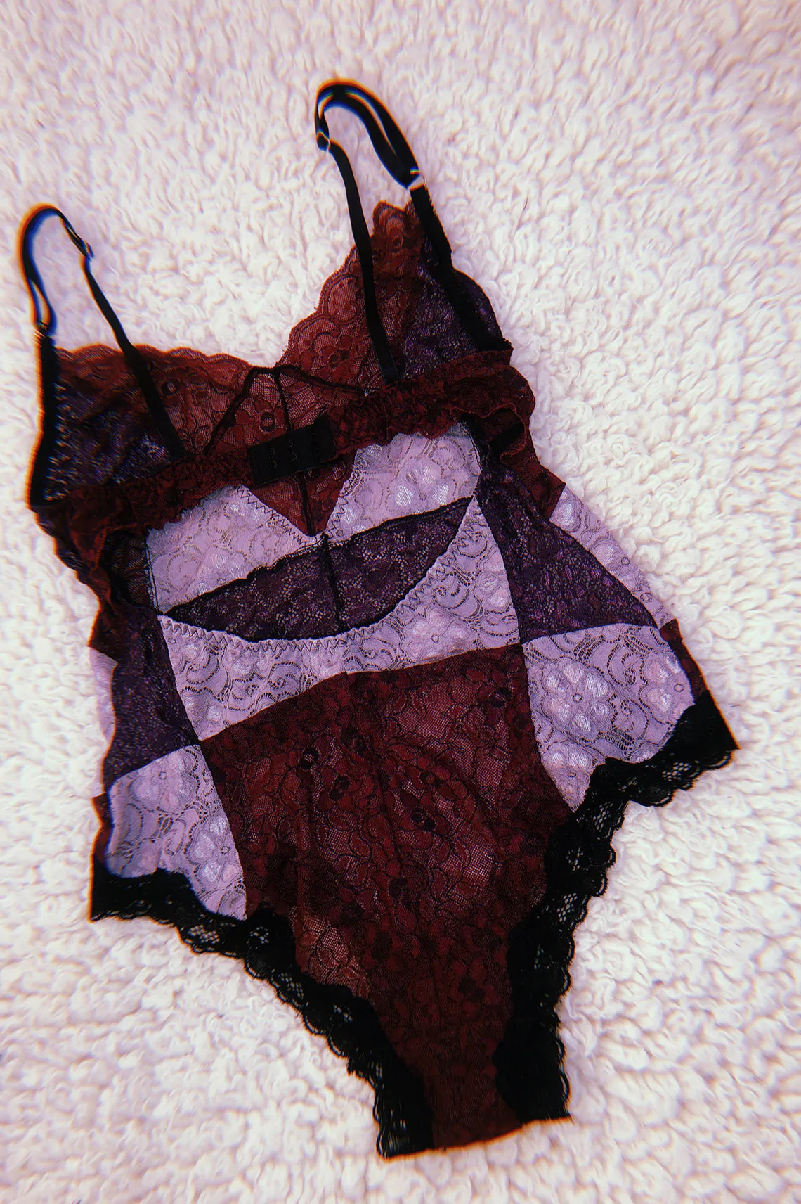 READY TO SHIP / Entwine Patchwork Bodysuit in Purple (1M)