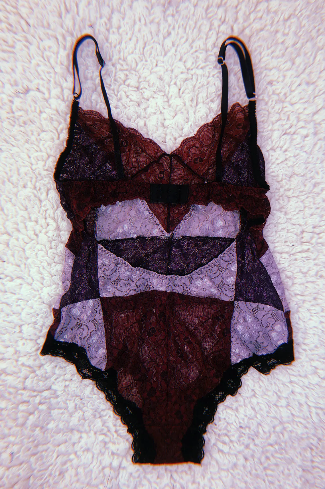 READY TO SHIP / Entwine Patchwork Bodysuit in Purple (1M)