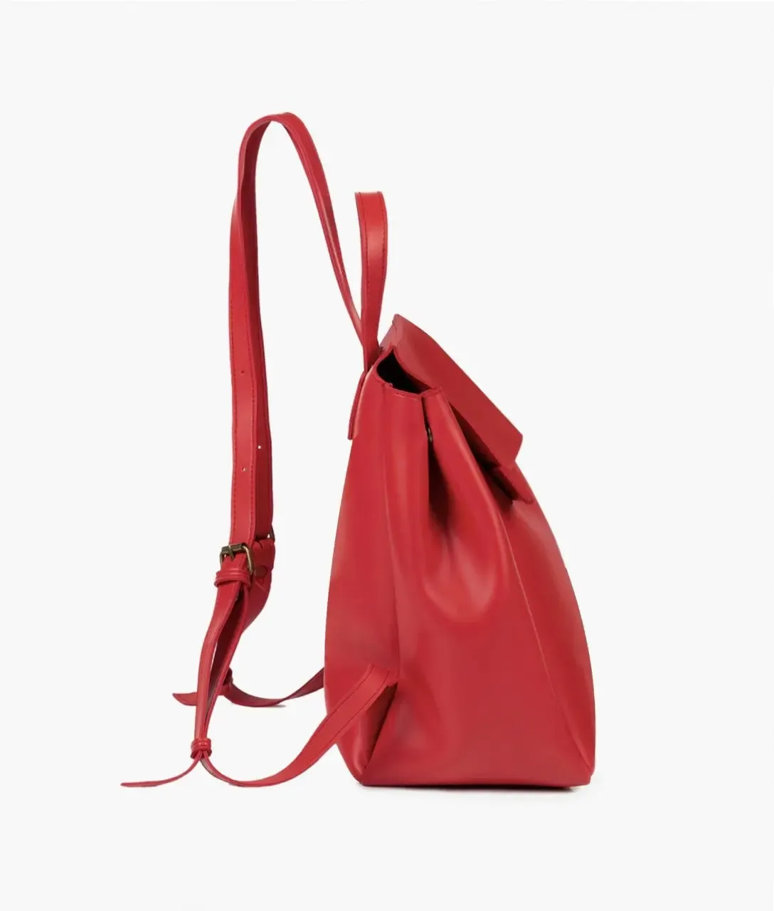 Red Women Leather Backpacks 557