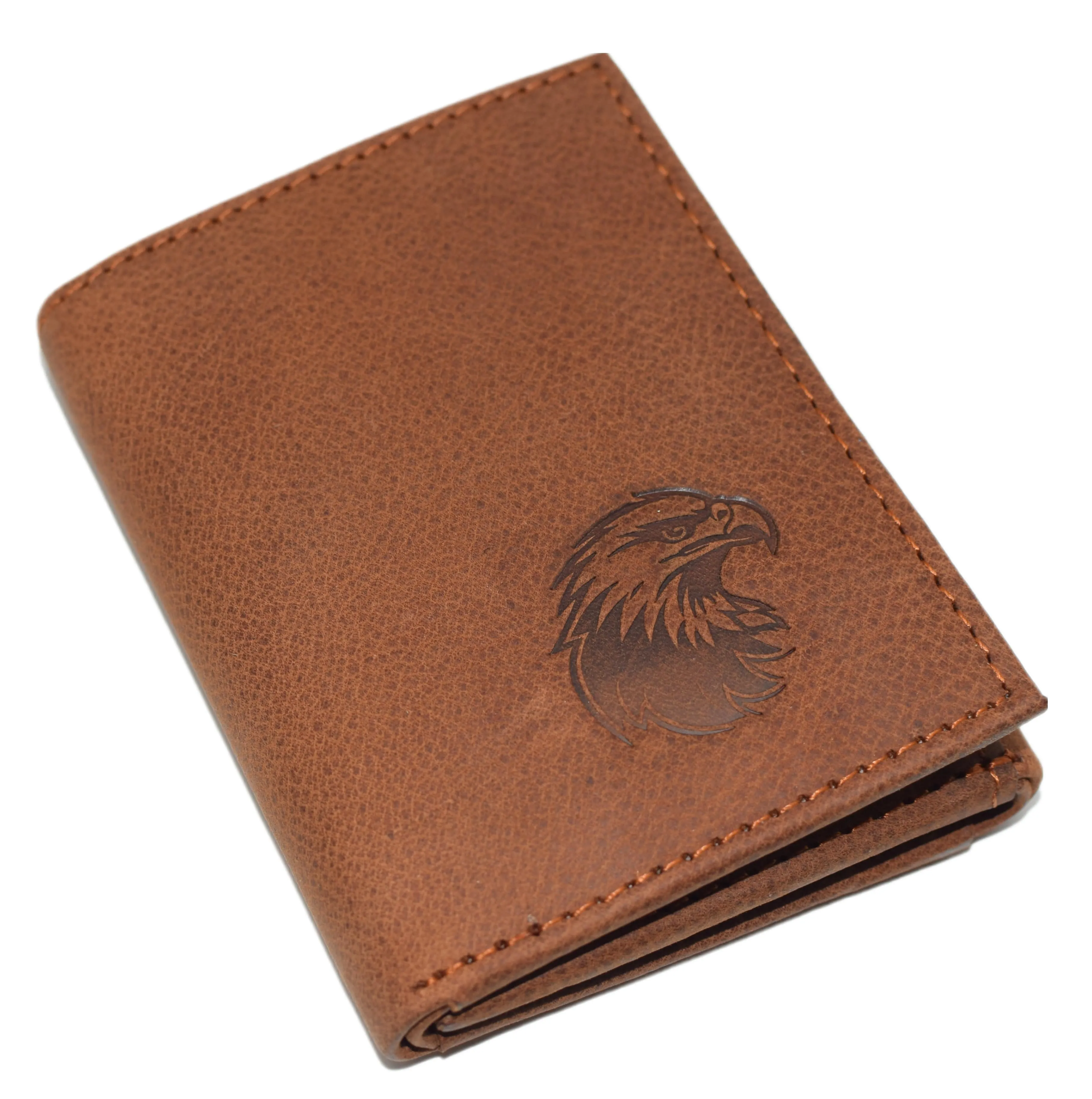 RFID45NUTN Real Leather Men's RFID Blocking Trifold Wallet with Outside ID Window Logo Gift Wallets for Men