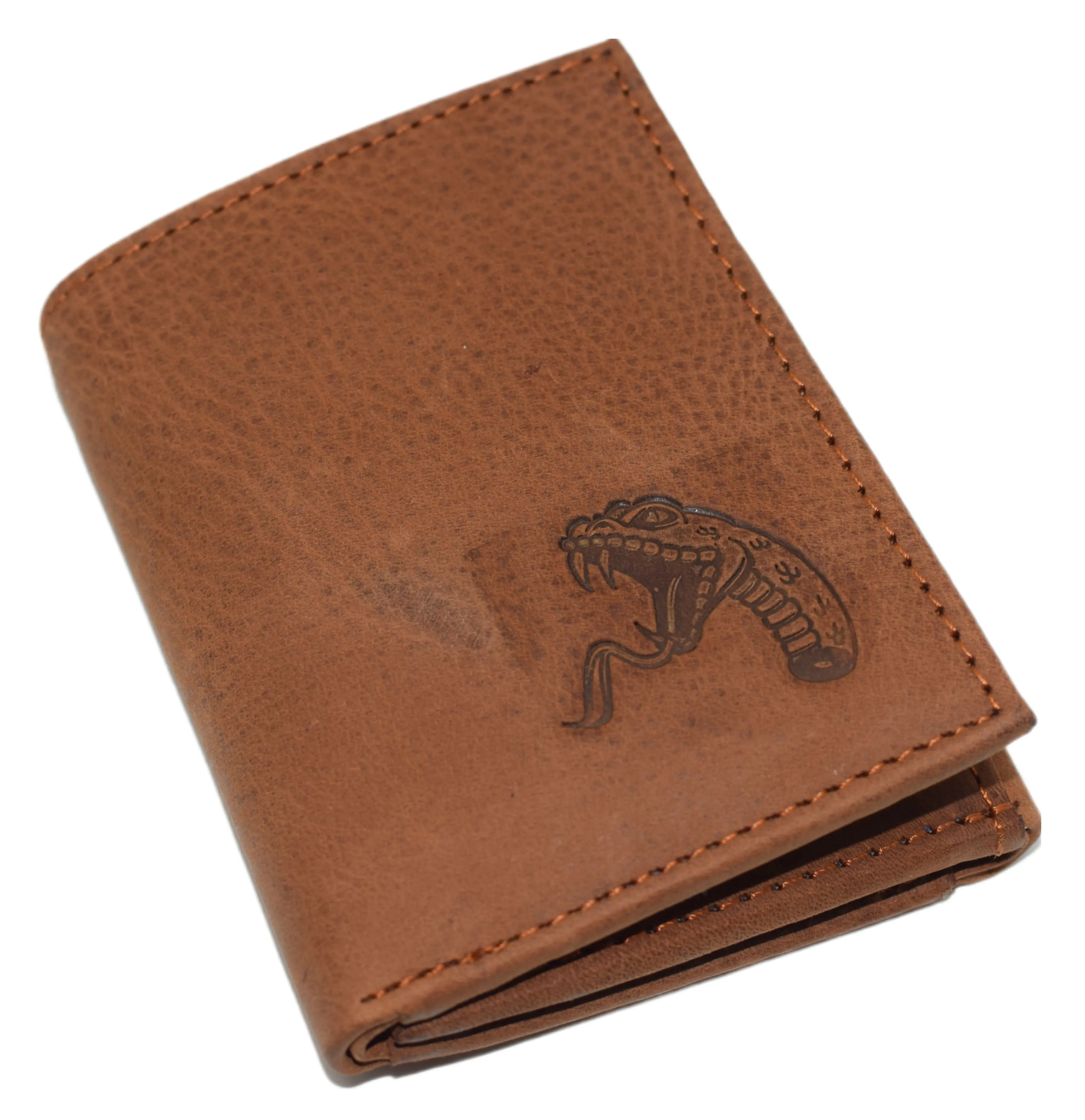 RFID45NUTN Real Leather Men's RFID Blocking Trifold Wallet with Outside ID Window Logo Gift Wallets for Men