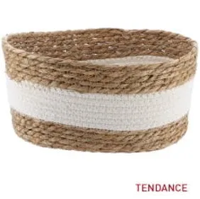 Straw And Cotton Storage Baskets - Natural/White - Various Sizes