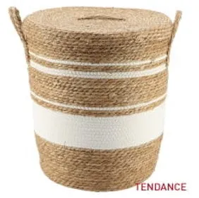 Straw And Cotton Storage Baskets - Natural/White - Various Sizes