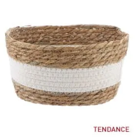 Straw And Cotton Storage Baskets - Natural/White - Various Sizes