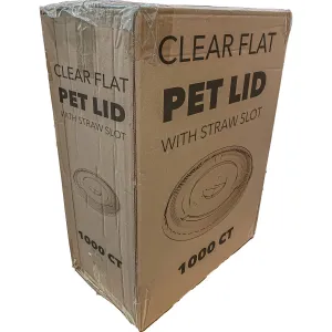 *WHOLESALE* PET Flat Lids with Straw Slot for 12, 16, 20 & 24 oz. | 1000 ct/Case