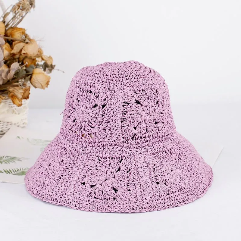 Woven Bucket Hat With Floral Design