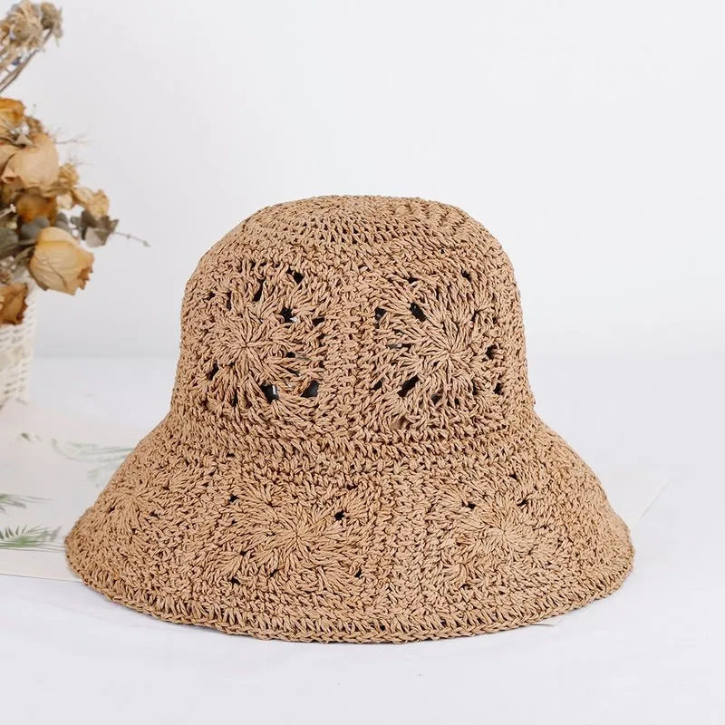 Woven Bucket Hat With Floral Design