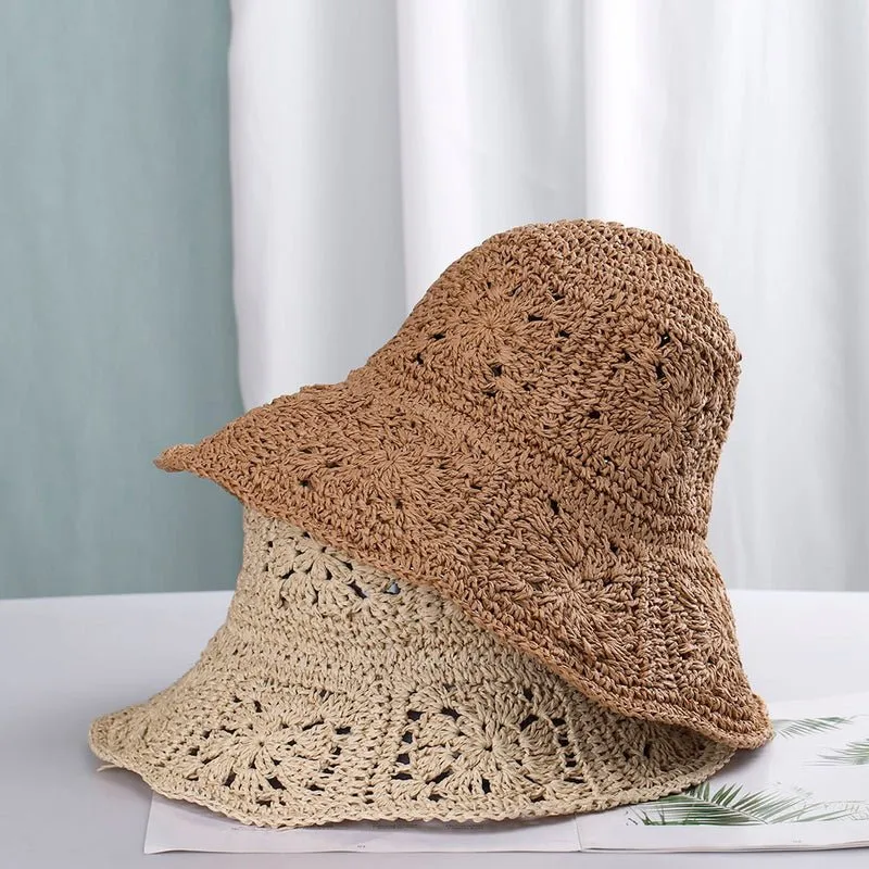 Woven Bucket Hat With Floral Design