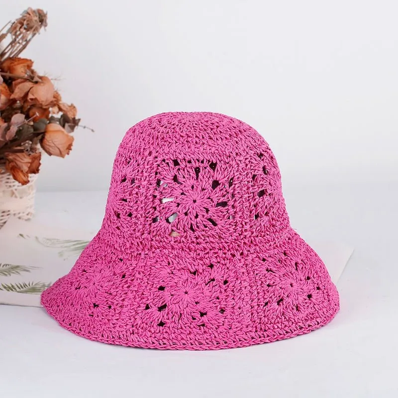 Woven Bucket Hat With Floral Design